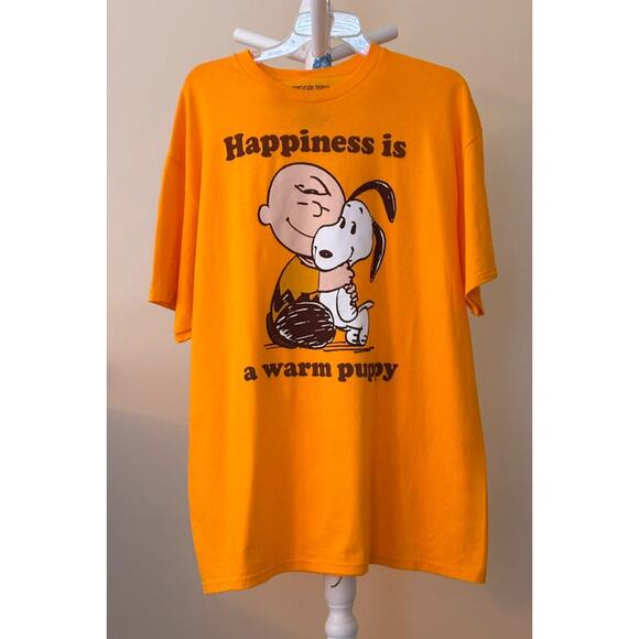 Peanuts T-Shirt Gold Charlie Brown Snoopy Hugs Graphic Unisex Comics Tee XL - Picture 2 of 6
